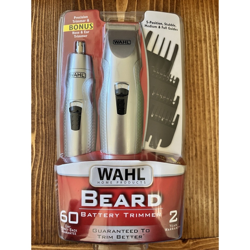 Wahl Mustache & Beard with Bonus Nose Ear Trimmer 05537-420 Silver New!